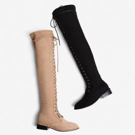 Stylish suede thigh cord boots