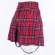 High waist checkered skirt with suspenders
