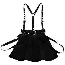 Black punk-style skirt with suspenders
