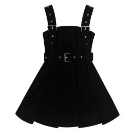 Black punk-style skirt with suspenders
