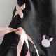 Black skort with ribbons
