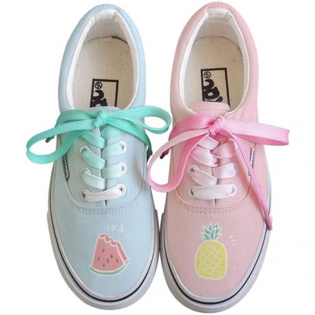 Colorful fruit pattern canvas sneakers