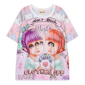 Pink anime style three eyed T-shirt