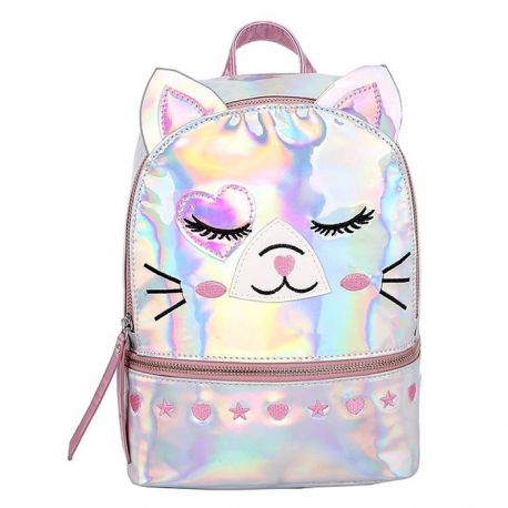 Small shiny cat pattern backpack
