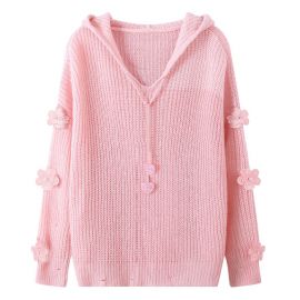 Pink sweater with flower ornaments