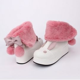 Cosplay lolita cat boots with fur collar