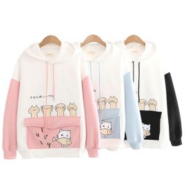 Kawaii style hoodie with front pocket