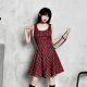 Red punk style checkered dress