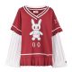 Red bunny shirt with pleated hem