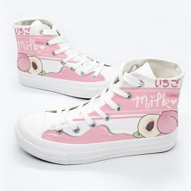 Kawaii pink peach milk sneakers