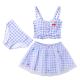 Light blue checkered swimsuit with skirt