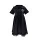 Long black lace collar dress