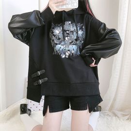 Black hoodie with side straps
