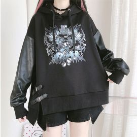 Black hoodie with side straps