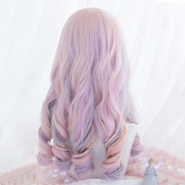 Cosplay long pink-purple curly wig
