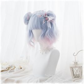 Cosplay short light purple wig with tails