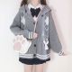 Cat patterned cardigan with cat ear hood