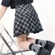 Grey high waist checkered skirt