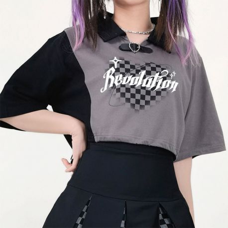 Grey Revolution T-shirt with neck strap