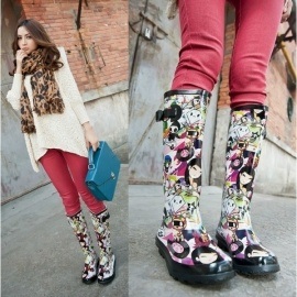 Women's colorful rubber boots