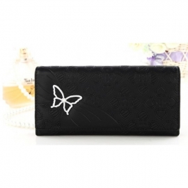 Women's long wallet with butterfly ornament