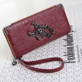 Stylish long wallet with scorpion logo