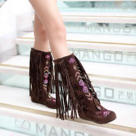 Women's calf length boots with tassels