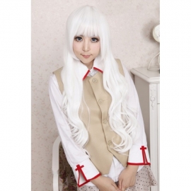 Cosplay long white curly wig