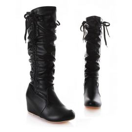 Women's leather boots with wedge heel