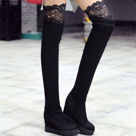 Women's long boots with lace