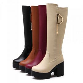Womens calf length high heel boots