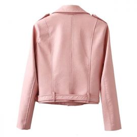 Women's pink leather jacket