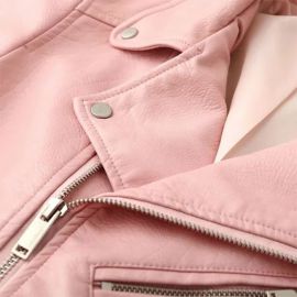 Women's pink leather jacket