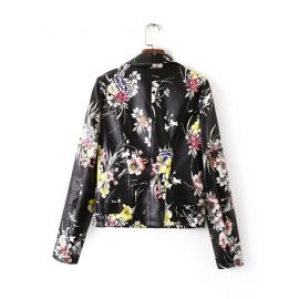 Women's floral pattern leather jacket