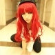 Cosplay long dark red wig